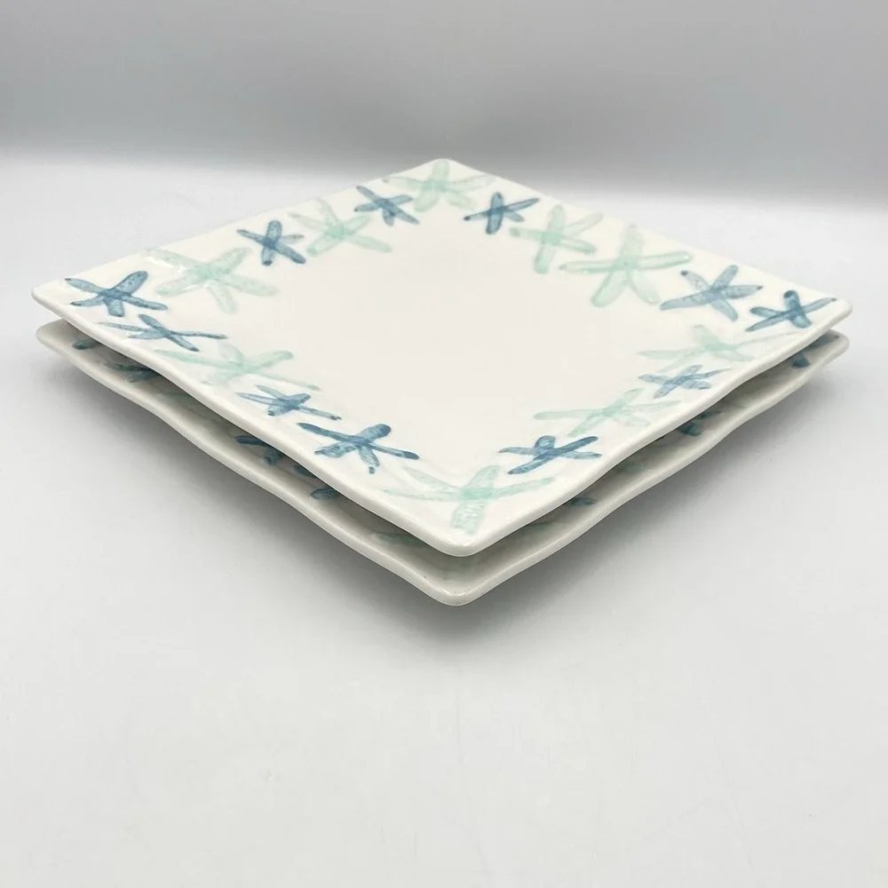 Coastal Home Cape Coral Starfish Square Salad Plates 9